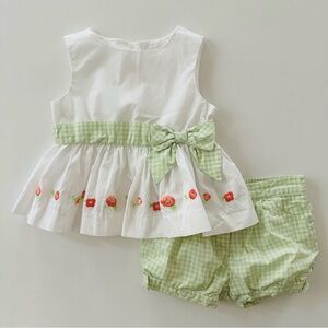 Janie and Jack 18-24 Months Baby Girl Top & Shorts Set Outfit Floral Bow Plaid